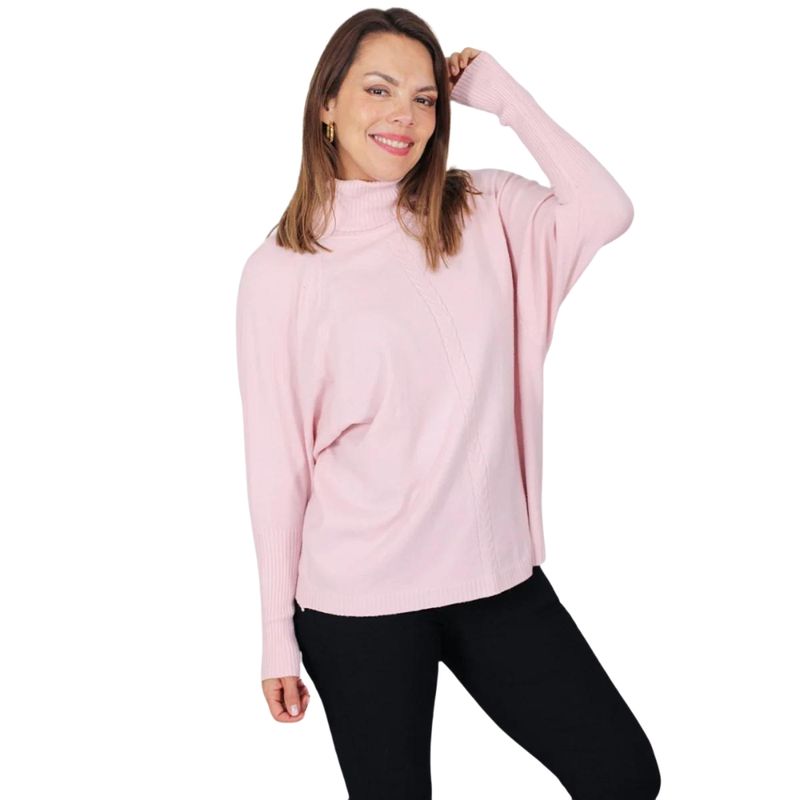MPROPIA - Polera Manga Larga Tejida. Sweater Cuello Alto Hilo. Colores 002
