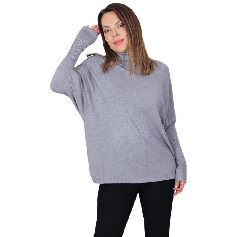 MPROPIA - Polera Manga Larga Tejida. Sweater Cuello Alto Hilo. Colores 002
