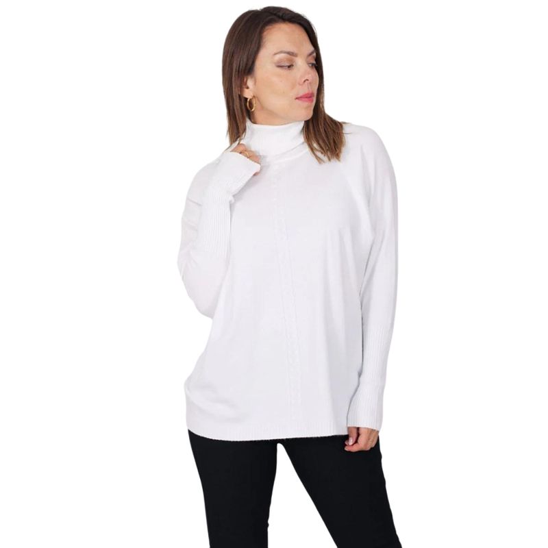 MPROPIA - Polera Manga Larga Tejida. Sweater Cuello Alto Hilo. Colores 002