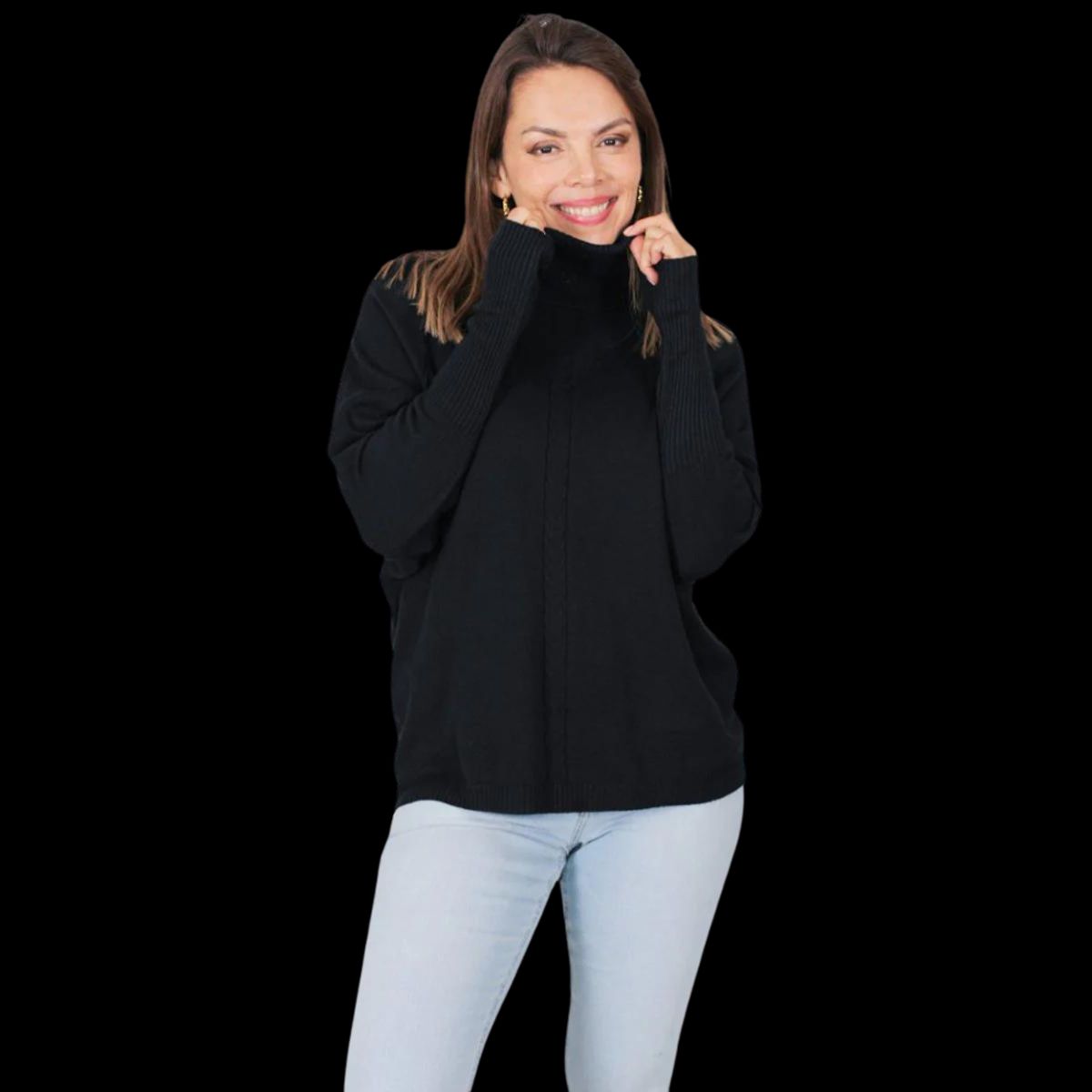 LOOK SHOP - Polera Manga Larga Tejida. Sweater Cuello Alto Hilo. Colores 002