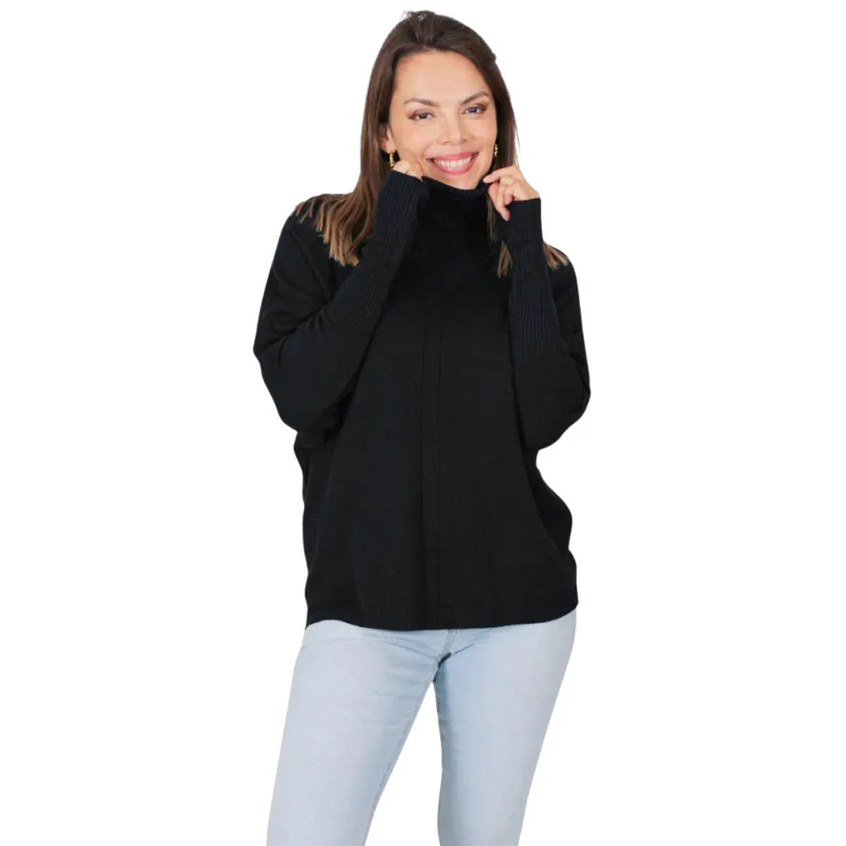 LOOK SHOP - Polera Manga Larga Tejida. Sweater Cuello Alto Hilo. Colores 002