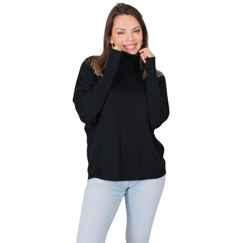 MPROPIA - Polera Manga Larga Tejida. Sweater Cuello Alto Hilo. Colores 002