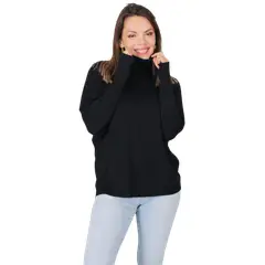 LOOK SHOP - Polera Manga Larga Tejida. Sweater Cuello Alto Hilo. Colores 002