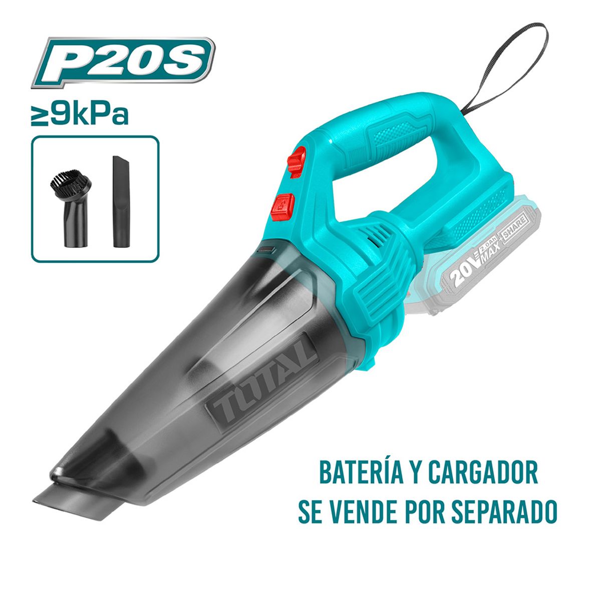 TOTAL TOOLS - Aspiradora Inalámbrica 20v + 2 Accesorios TOTAL
