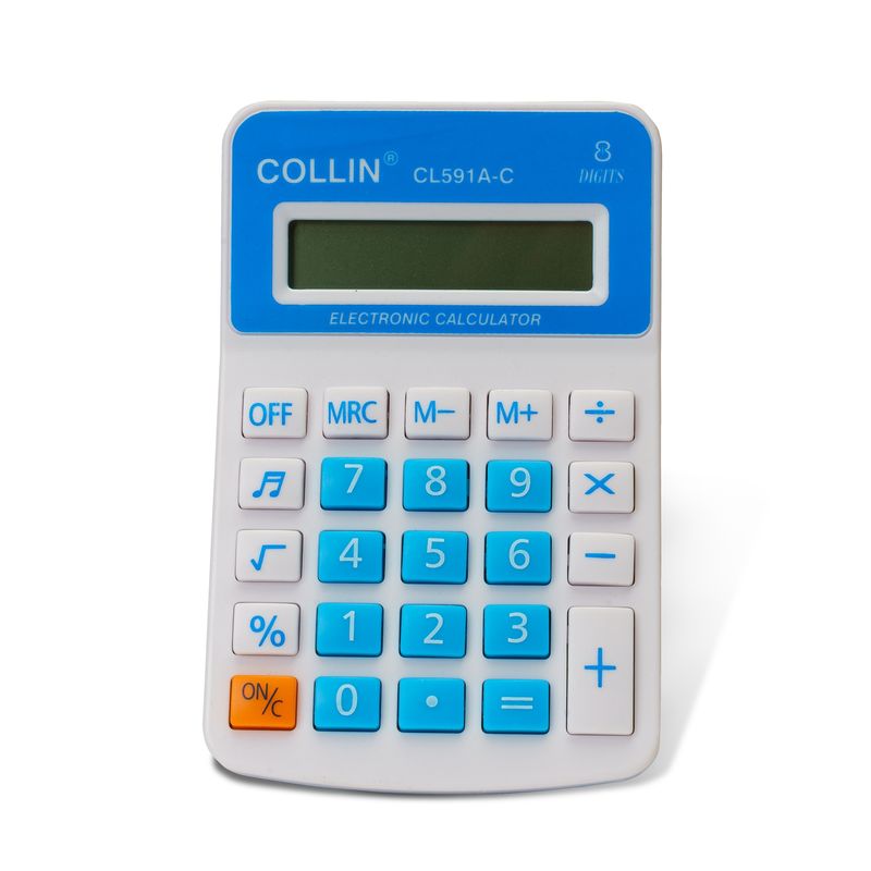 CHINITOWN - Calculadora Electronica Blanca Celeste 8 Dígitos Chinitown