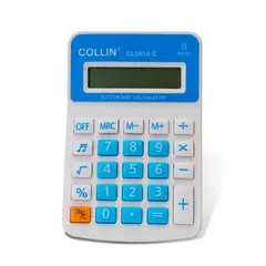 CHINITOWN - Calculadora Electronica Blanca Celeste 8 Dígitos