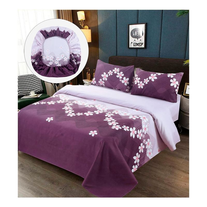GENERICO - Sabanas Premium 100% Algodón - Purpura - 1,5 plazas