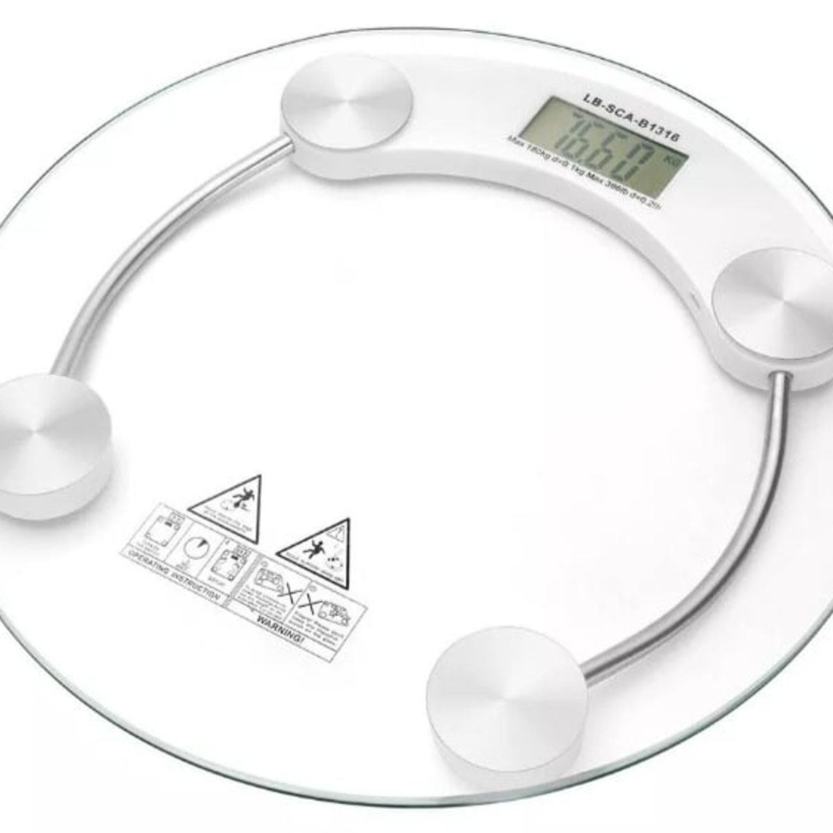 GENERICO - Balanza redonda de baño digital de vidrio templado + pila 180kg