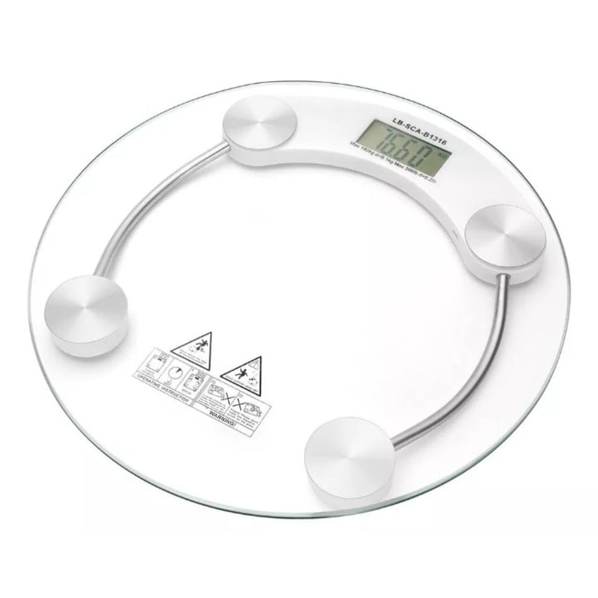 GENERICO - Balanza redonda de baño digital de vidrio templado + pila 180kg