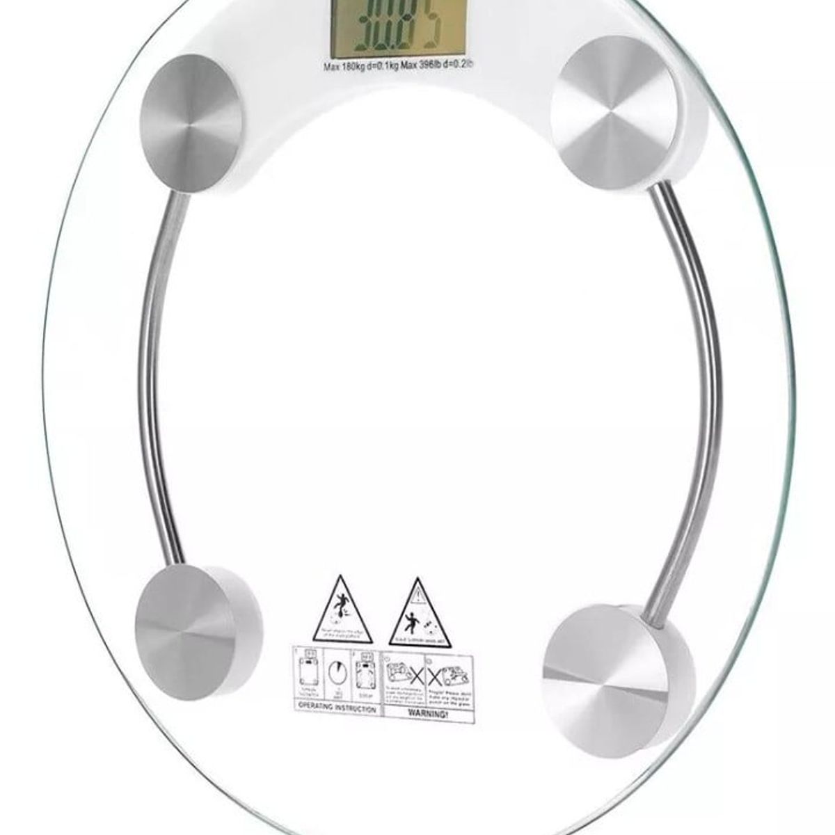 GENERICO - Balanza redonda de baño digital de vidrio templado + pila 180kg