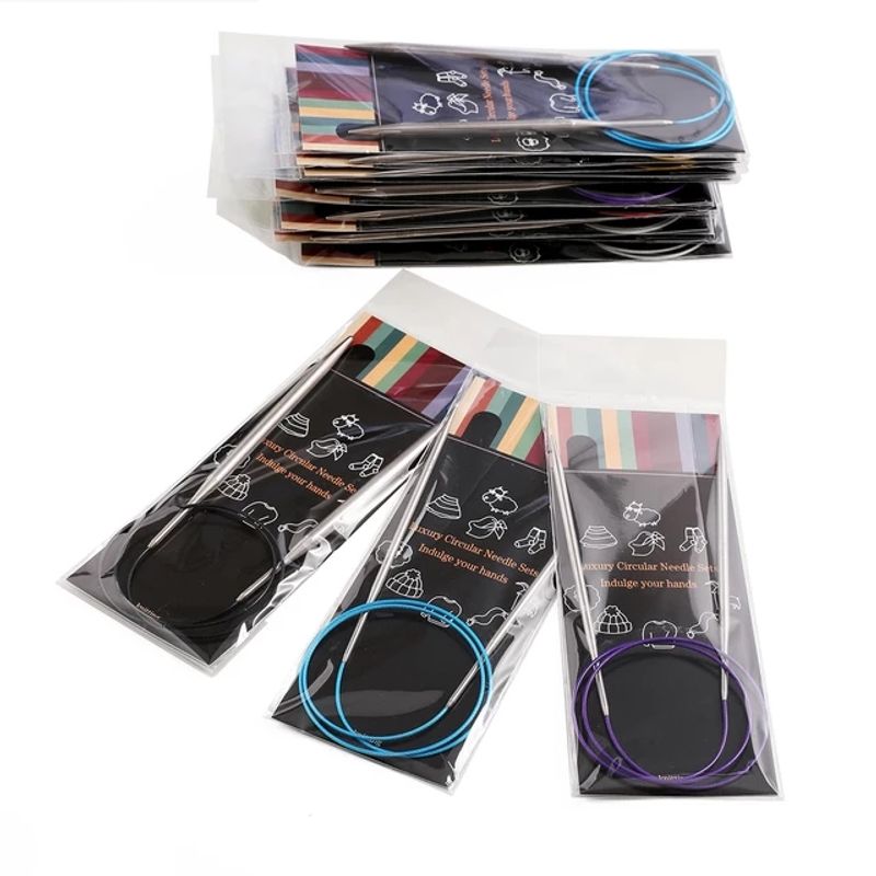 GENERICO - Set de Palillos Circulares de Acero Inoxidable, 80 cm, 14 un