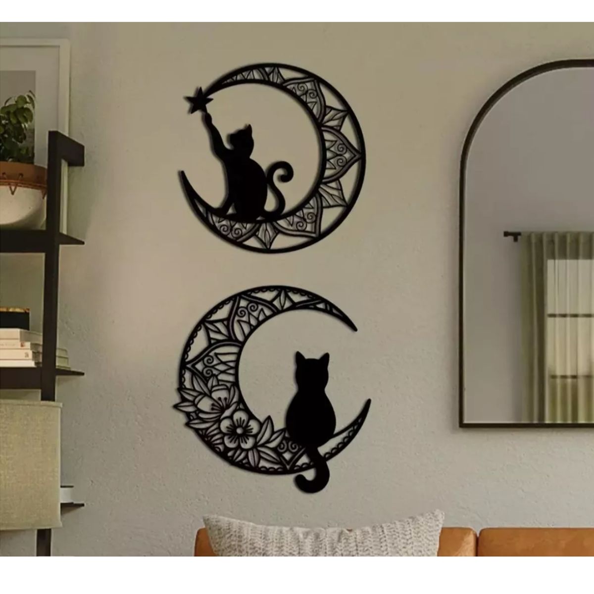 GENERICO - Cuadro Decorativo Figura Gatoluna Pack X 2