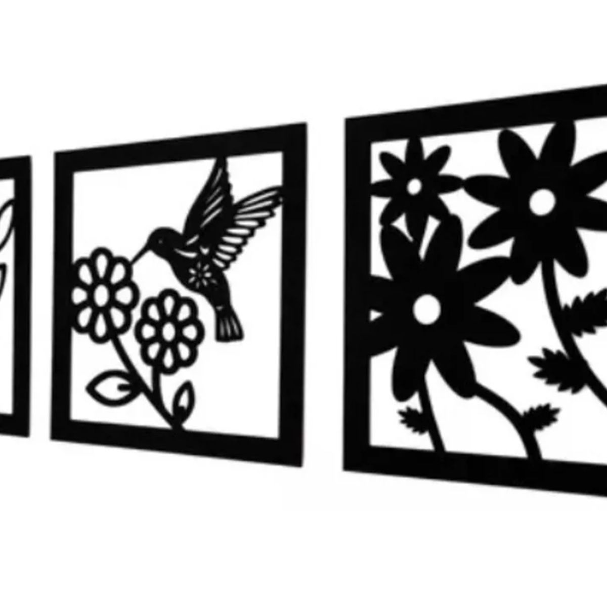 GENERICO - Cuadro Decorativo Colibrí Flores Pack 3 Madera Mdf 3mm