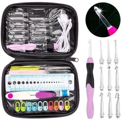 GENERICO - Estuche Set Crochet Intercambiable Con Luz Led