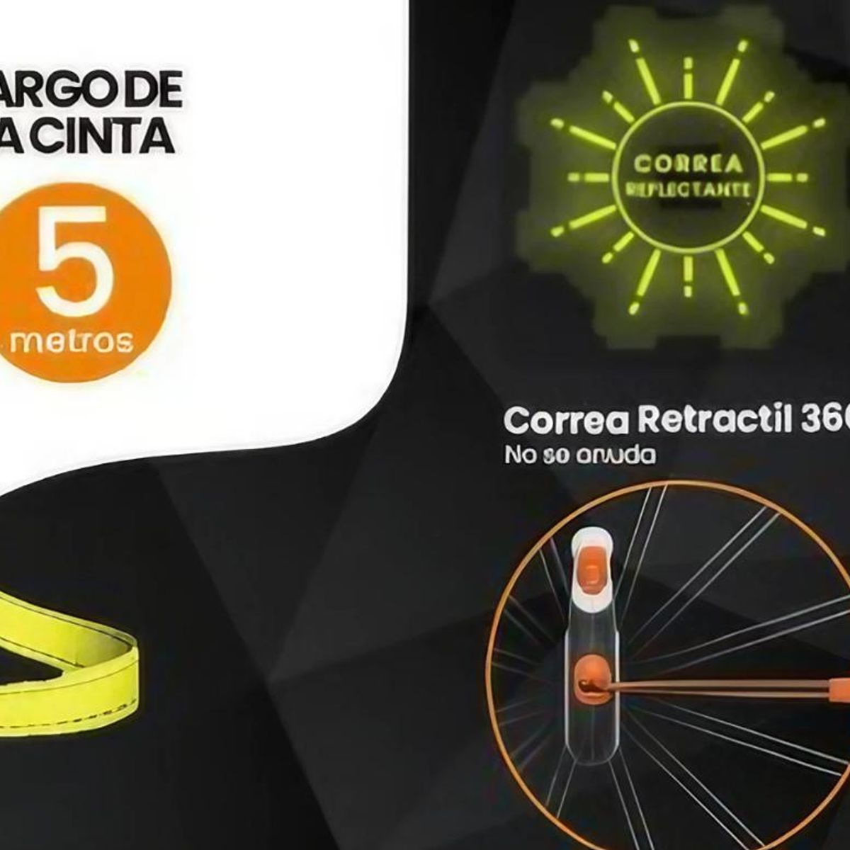 GENERICO - Correa Reflectante Retractil 5m Para Mascota Perro Gato
