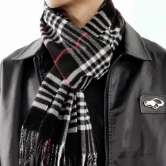 SONEC - Bufanda Hombre cachemira delgada cuadros y flecos Diferentes Modelos