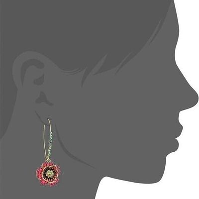 Imagen 2 del producto Pendientes Aros Colgante Betsey Johnson Rose Oro Bañado