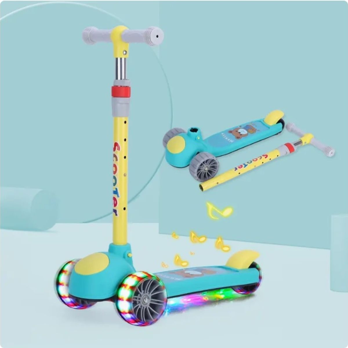 GENERICO - Monopatín Niños Verde Amarillo