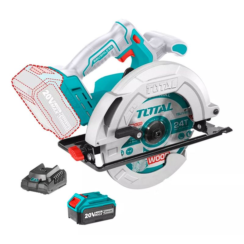 TOTAL TOOLS - Sierra Circular Inalámbrica 20v Bat+ Cargador Total Tsli1851