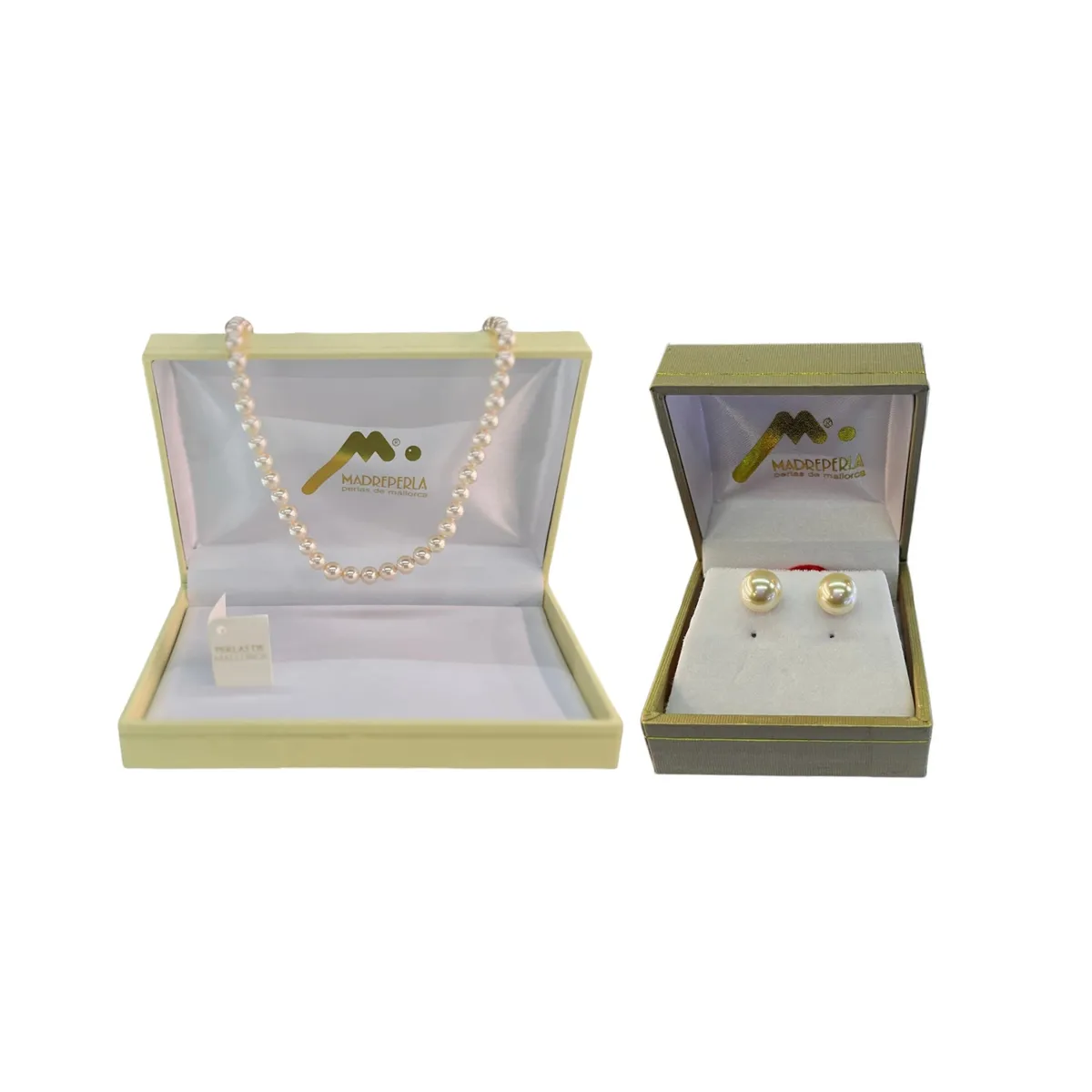 MALLORCA - Set Collar de Perlas 60 cm mas Aros de Mallorca Enchapado en Oro