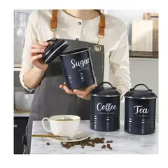 GENERICO - Recipientes De Hierro Para Té Café Y Azúcar Lata Galvanizada