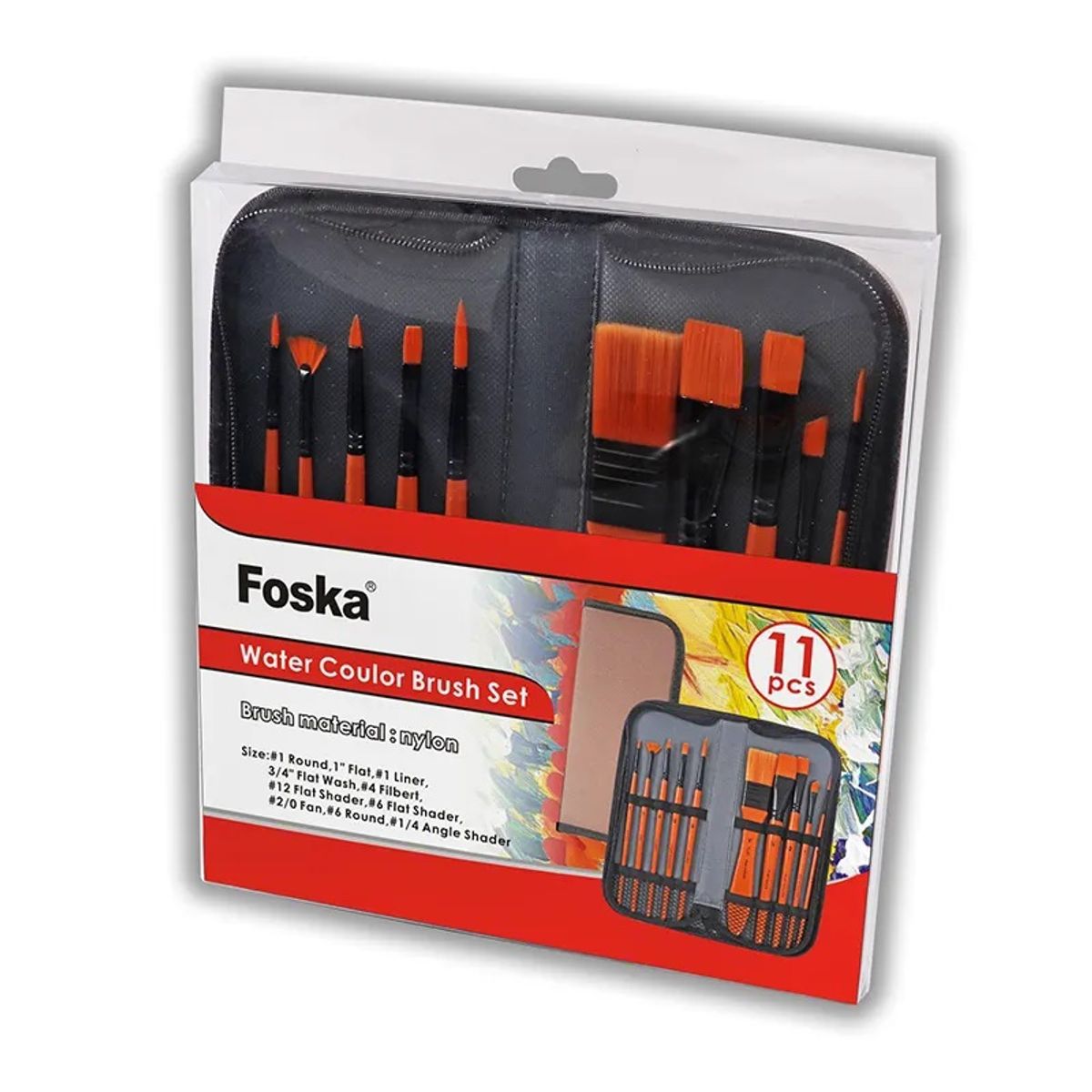 FOSKA - Set de 11 pinceles de acuarela calidad + Estuche