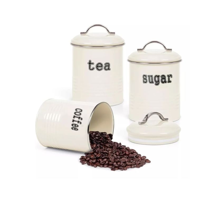 GENERICO - Recipientes De Hierro Para Té Café Y Azúcar Blanco