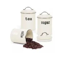 GENERICO - Recipientes De Hierro Para Té Café Y Azúcar Blanco