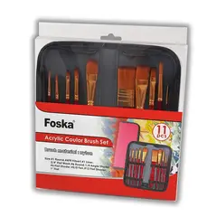 FOSKA - Set de 11 pinceles de color acrílico + Estuche