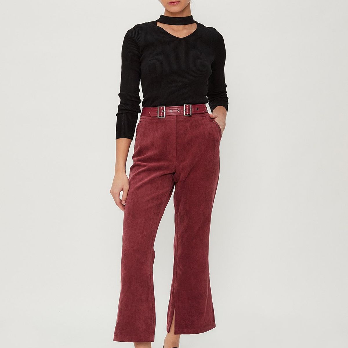 IO - Pantalon Burdeo Mujer Io