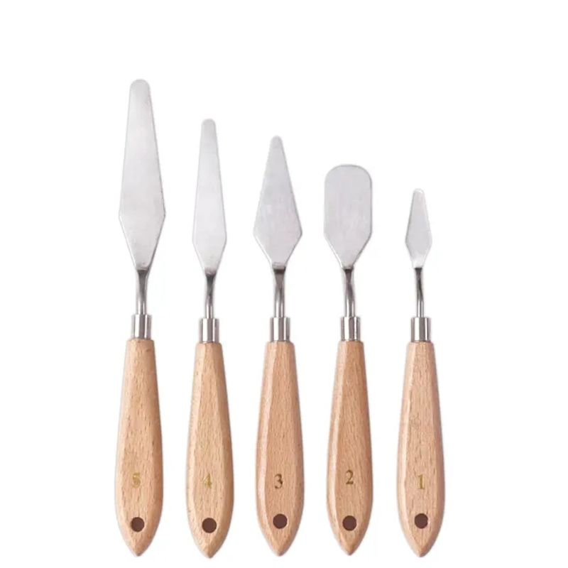 FOSKA - Set 5 Espátulas dibujo metálicas mango de madera