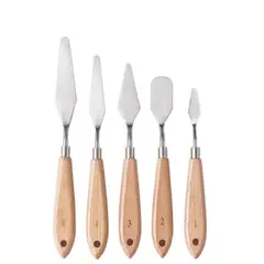 FOSKA - Set 5 Espátulas dibujo metálicas mango de madera