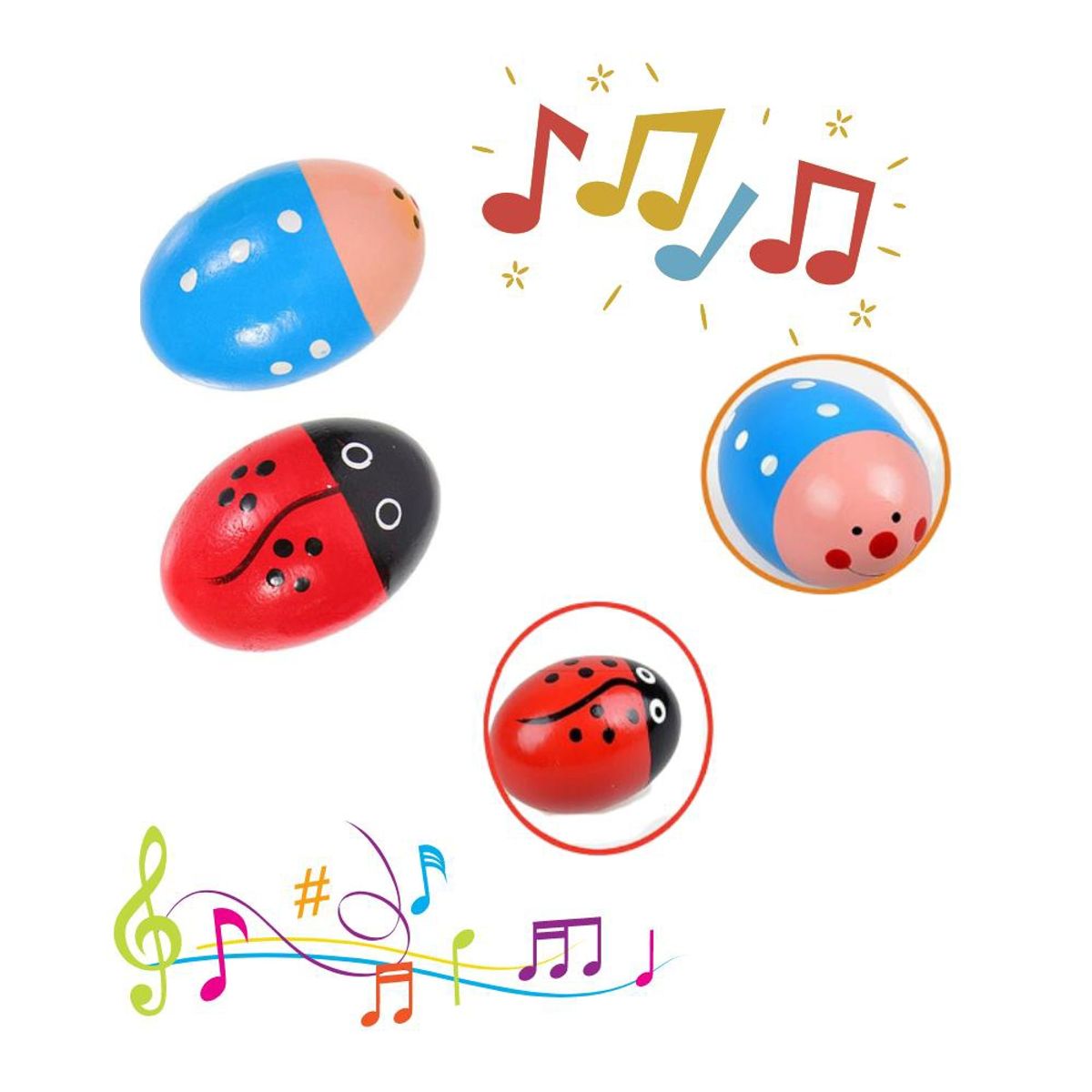ARTIDIX - Huevitos de percusión madera diseño infantil 4 unidades