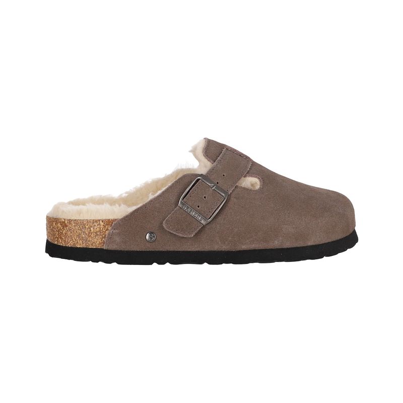 BAMERS - Pantufla Bamers Slipper Classic Fur Cuero Mujer Café