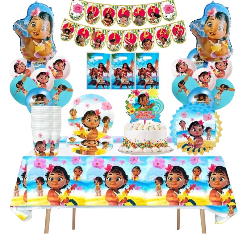 GENERICO - Pack Decoración Globos Cotillón Moana bebe
