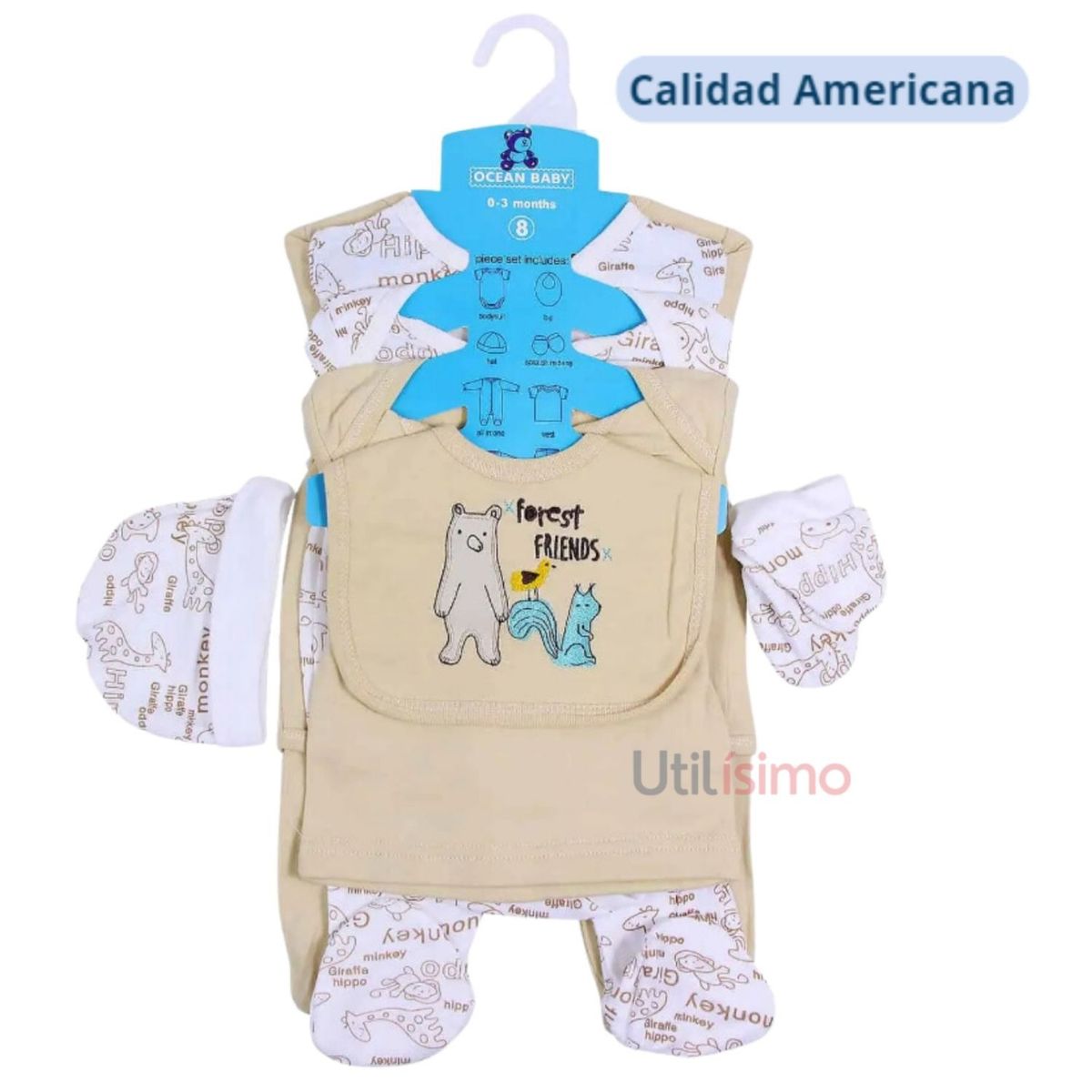 JUMP KIDS - Set 8 Piezas Ajuar Niño Jump Kids 100% Algodón Surtido