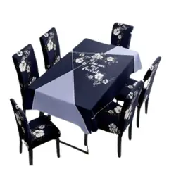 DIANA - Mantel antimanchas mas 6 fundas de sillas ajustable azul flores