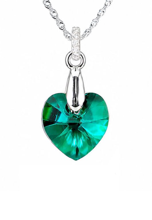 Collar Gran Romance Plata 925 creado con cristales de Swarovski Emerald Verde TALLA UNICA