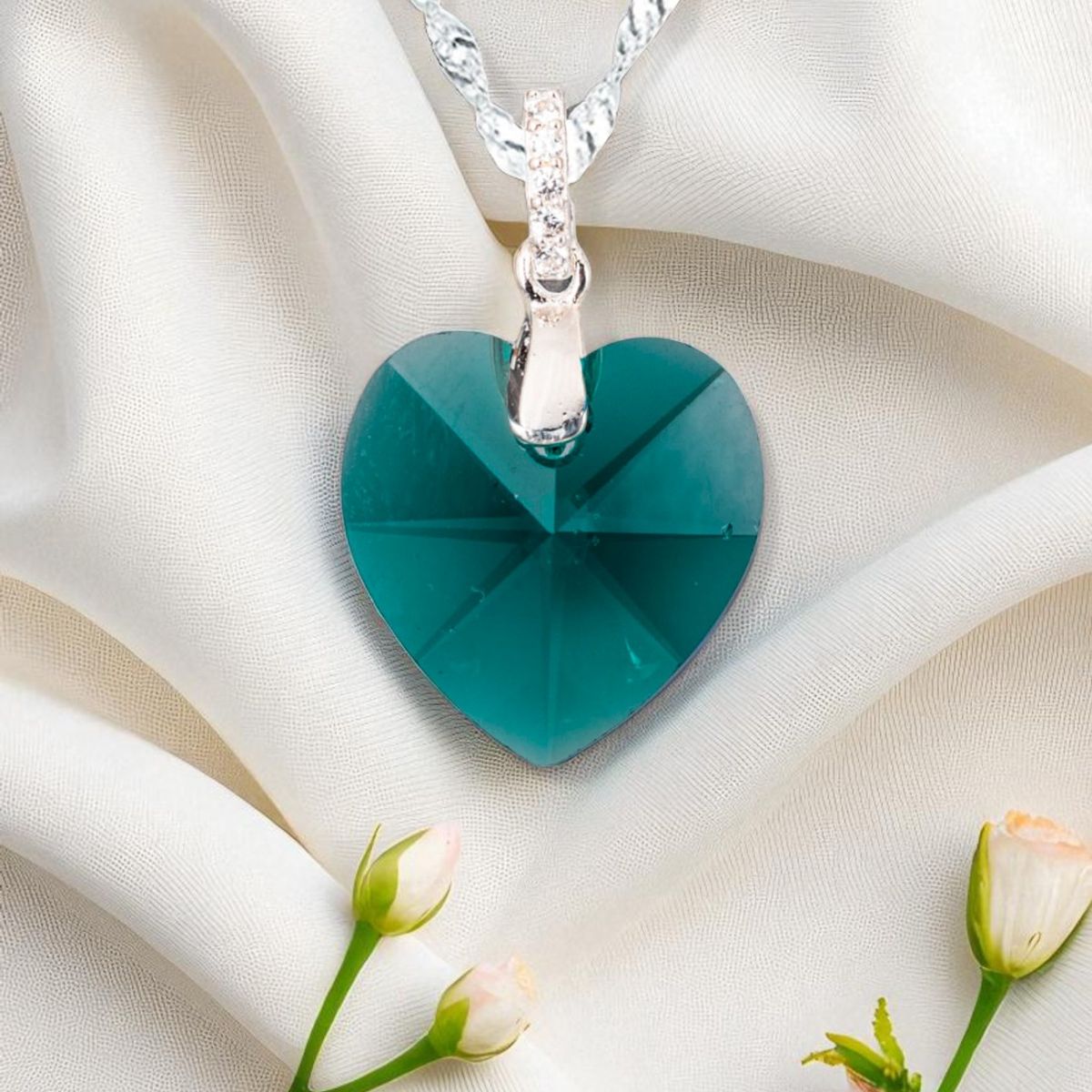 JOYAS MONTERO - Collar Gran Romance Plata 925  creado con cristales de Swarovski® Emerald