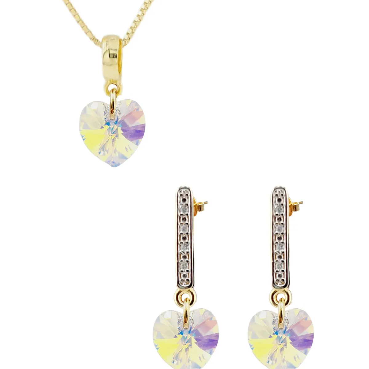 JOYAS MONTERO - Conjunto Romance Gold 24K creado con cristales de Swarovski® Aurora Boreal