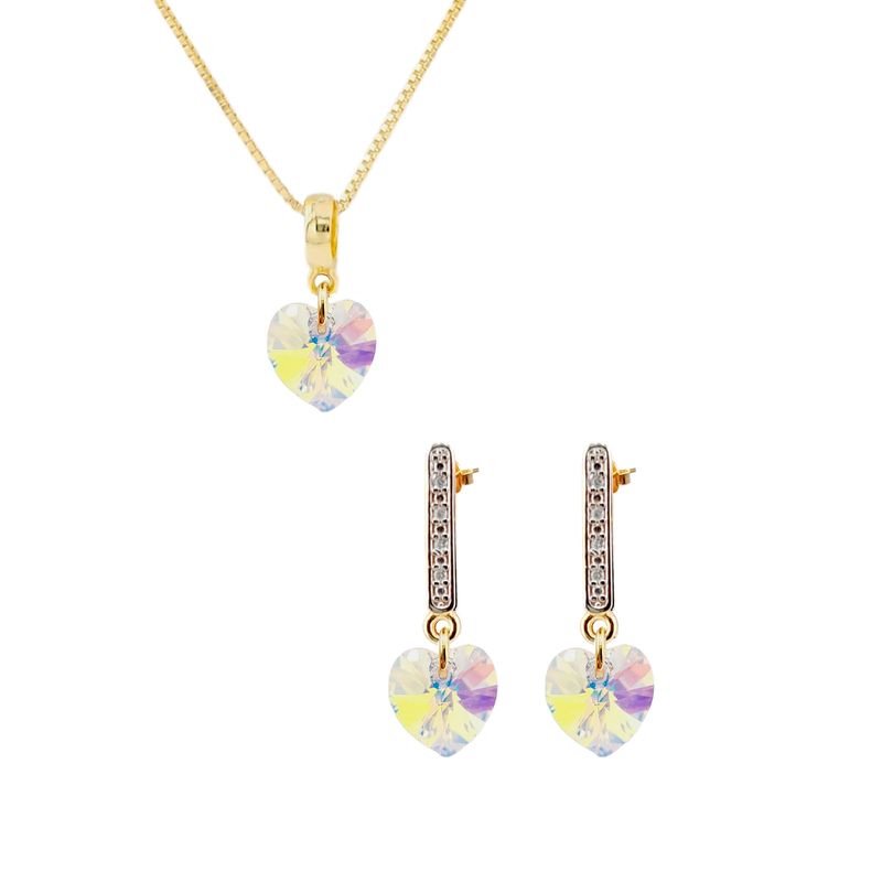JOYAS MONTERO - Conjunto Romance Gold Cristales Genuinos Aurora Boreal