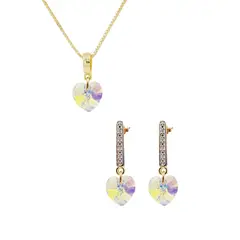 JOYAS MONTERO - Conjunto Romance Gold 24K creado con cristales de Swarovski® Aurora Boreal