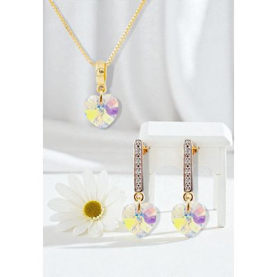 Imagen 2 del producto Conjunto Romance Gold 24K creado con cristales de Swarovski® Aurora Boreal