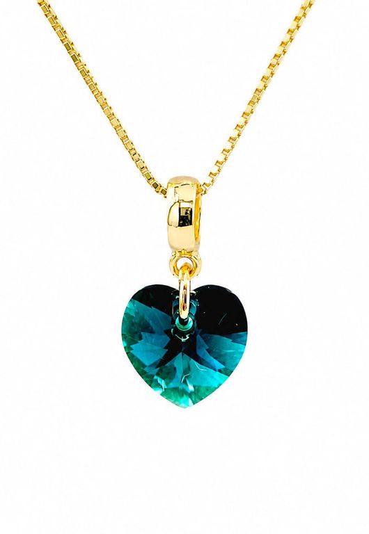 Collar Romance Gold 24K creado con cristales de Swarovski Emerald Verde TALLA UNICA