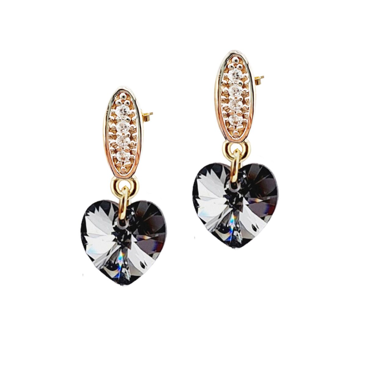 JOYAS MONTERO - Aros Romance Gold 24K creado con cristales de Swarovski® Silver Night
