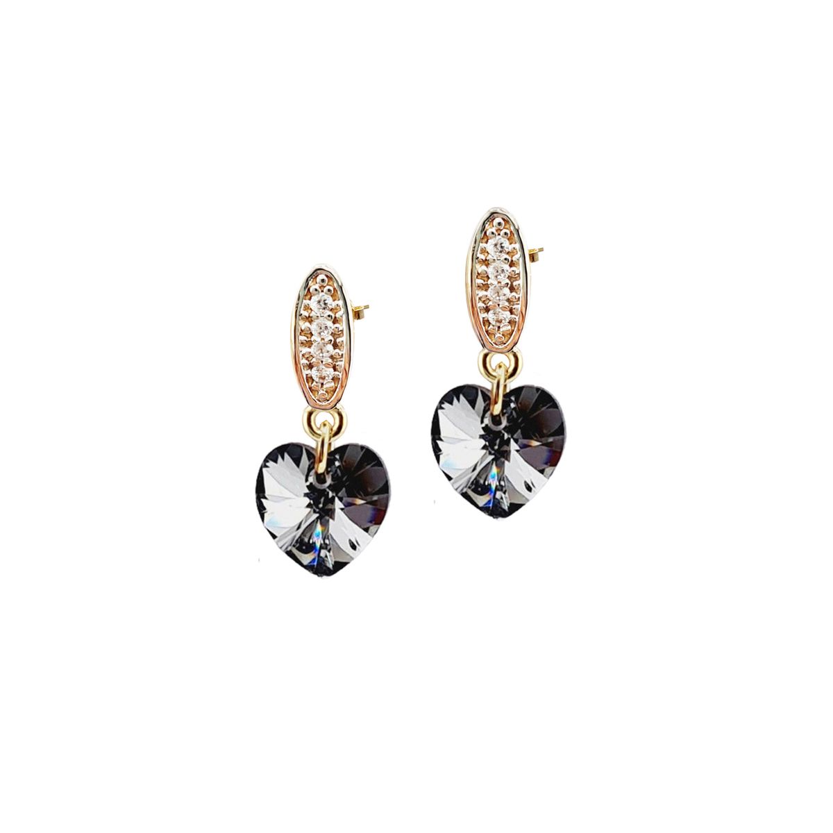 JOYAS MONTERO - Aros Romance Gold 24K creado con cristales de Swarovski® Silver Night