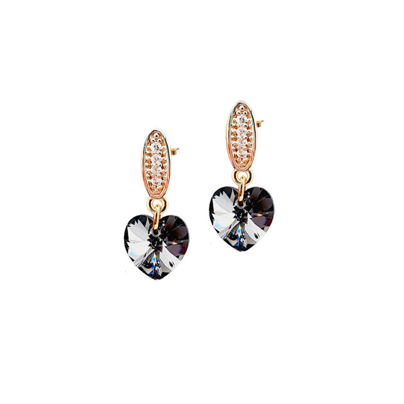 JOYAS MONTERO - Aros Romance Gold Cristales Genuinos Silver Night.-