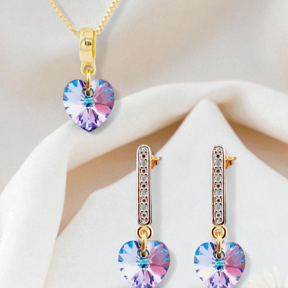 JOYAS MONTERO - Conjunto Romance Gold 24K creado con cristales de Swarovski® Vitral Light