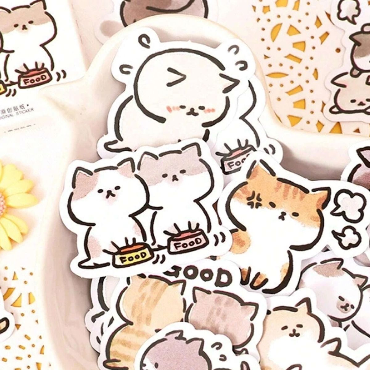 GENERICO - Stickers con estampado de gatos 10 unidades al azar