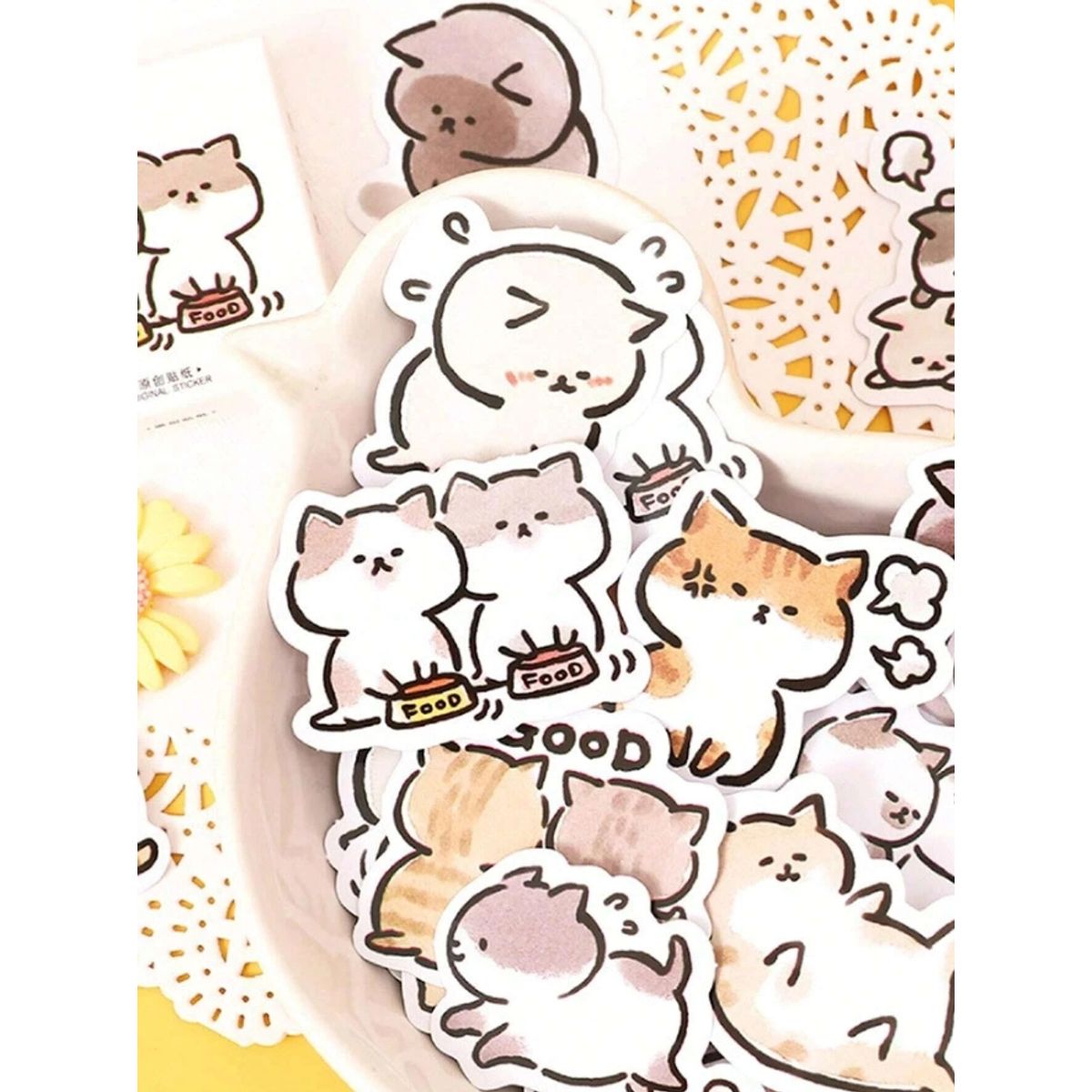 GENERICO - Stickers con estampado de gatos 10 unidades al azar